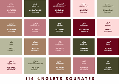 114 Onglets sourates plastifiés